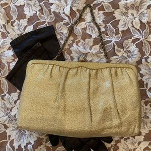 Gold lame evening bag